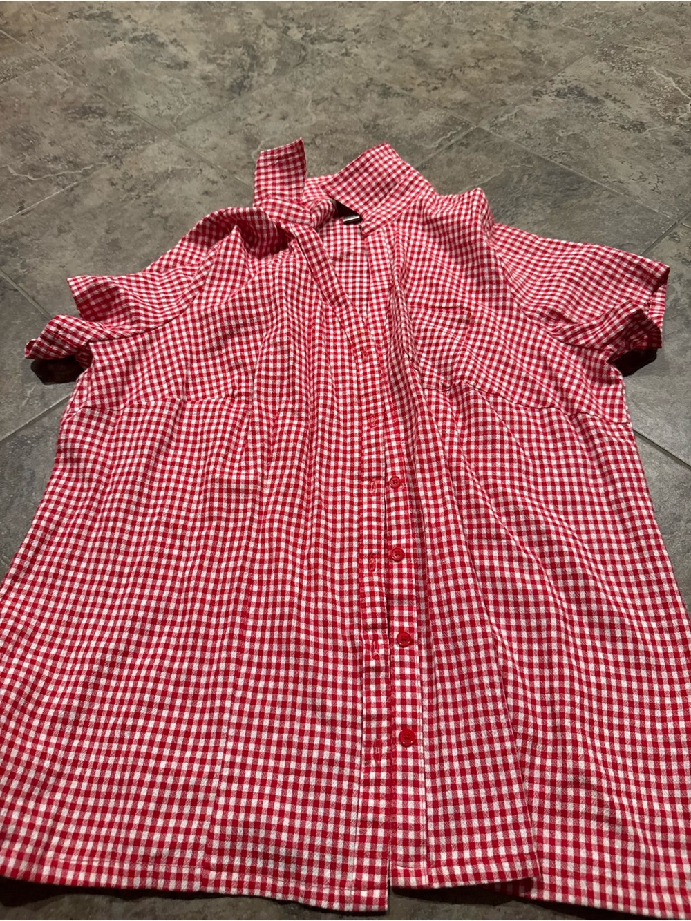 Red Gingham Button-Front Women’s Top